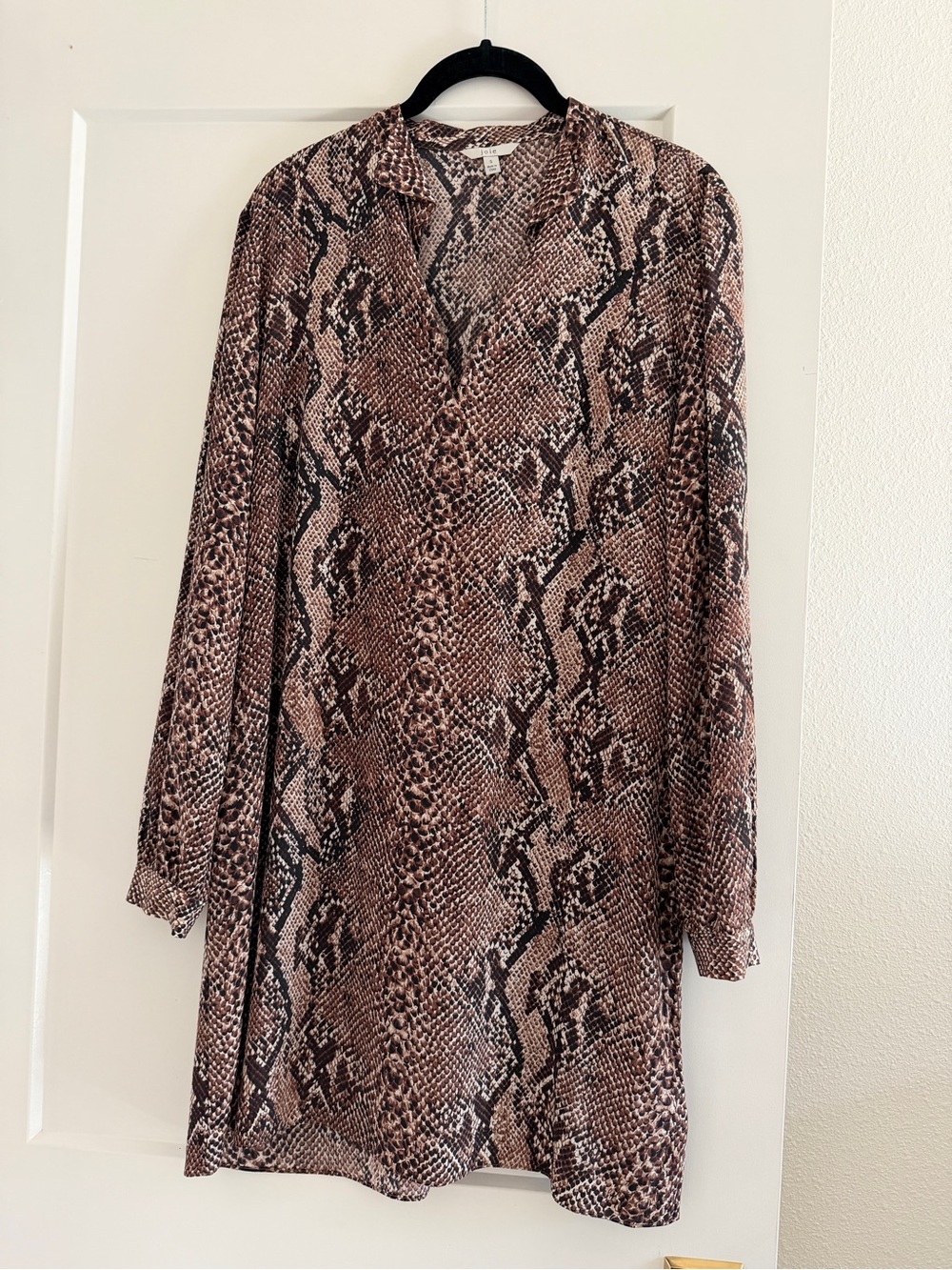 Joie Brown Python-Print Long Sleeve Tunic